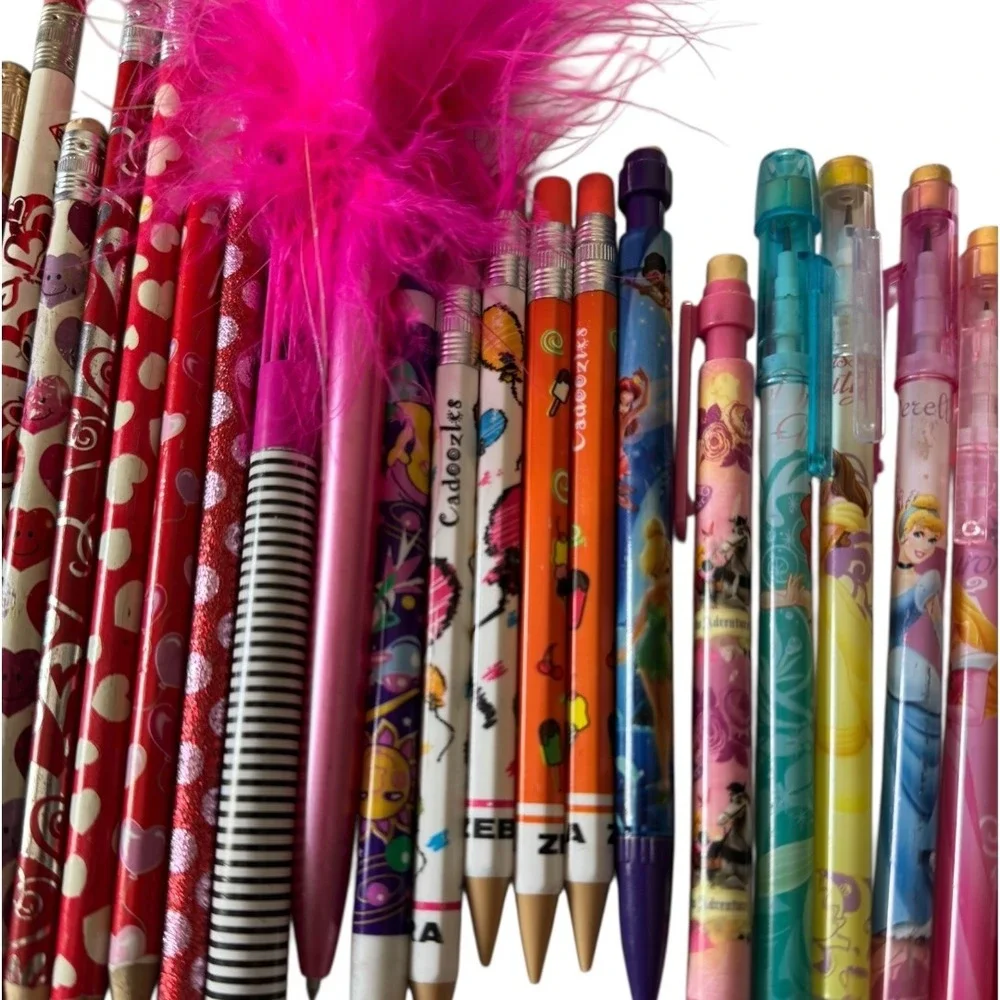 Y2K Vintage Girly Pencils Erasers Stickers Lot 60+ Novelty School‎ Supplies B20Q